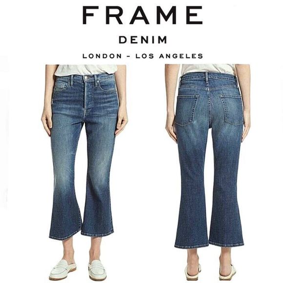 NWT Frame Denim Sz26 Le Crop Flare Sunrise Park Jeans - Picture 1 of 7